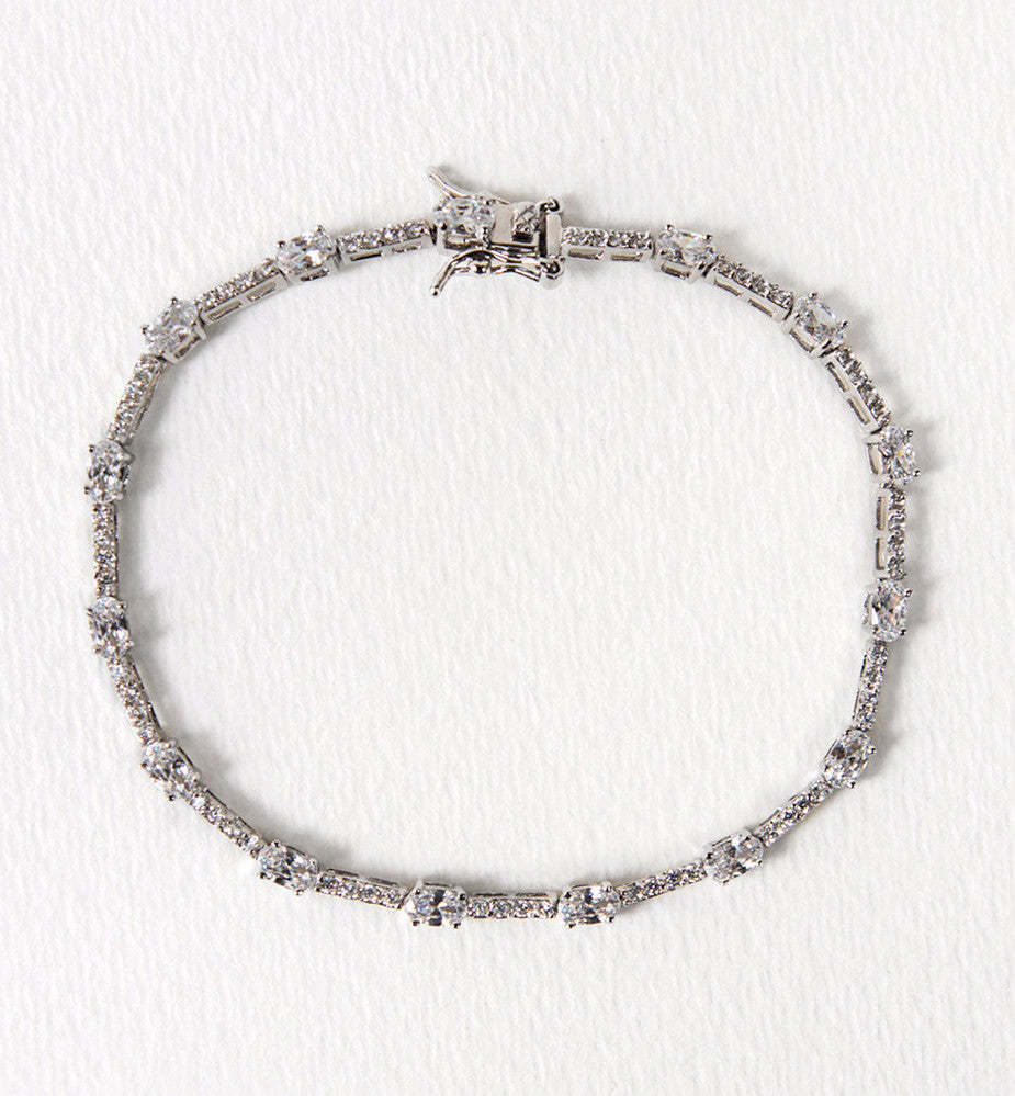 Classic Oval Tennis 18K White Gold Bracelet | Mix Mix Style [Hot Seller]-Mix MIx Style