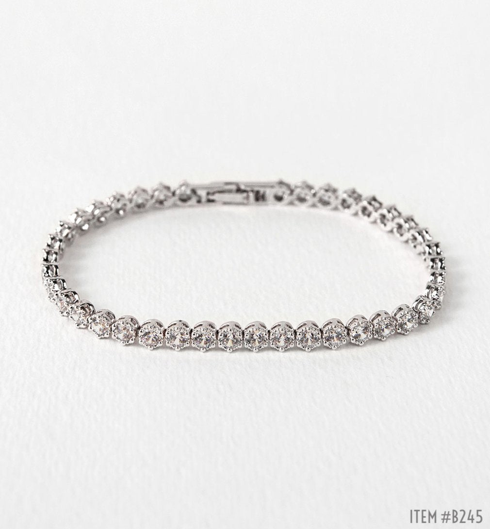 Sophia Halo Moissanite & Regal Tennis 18K White Gold Bracelets | Mix Mix Style [Hot Seller]-Mix MIx Style
