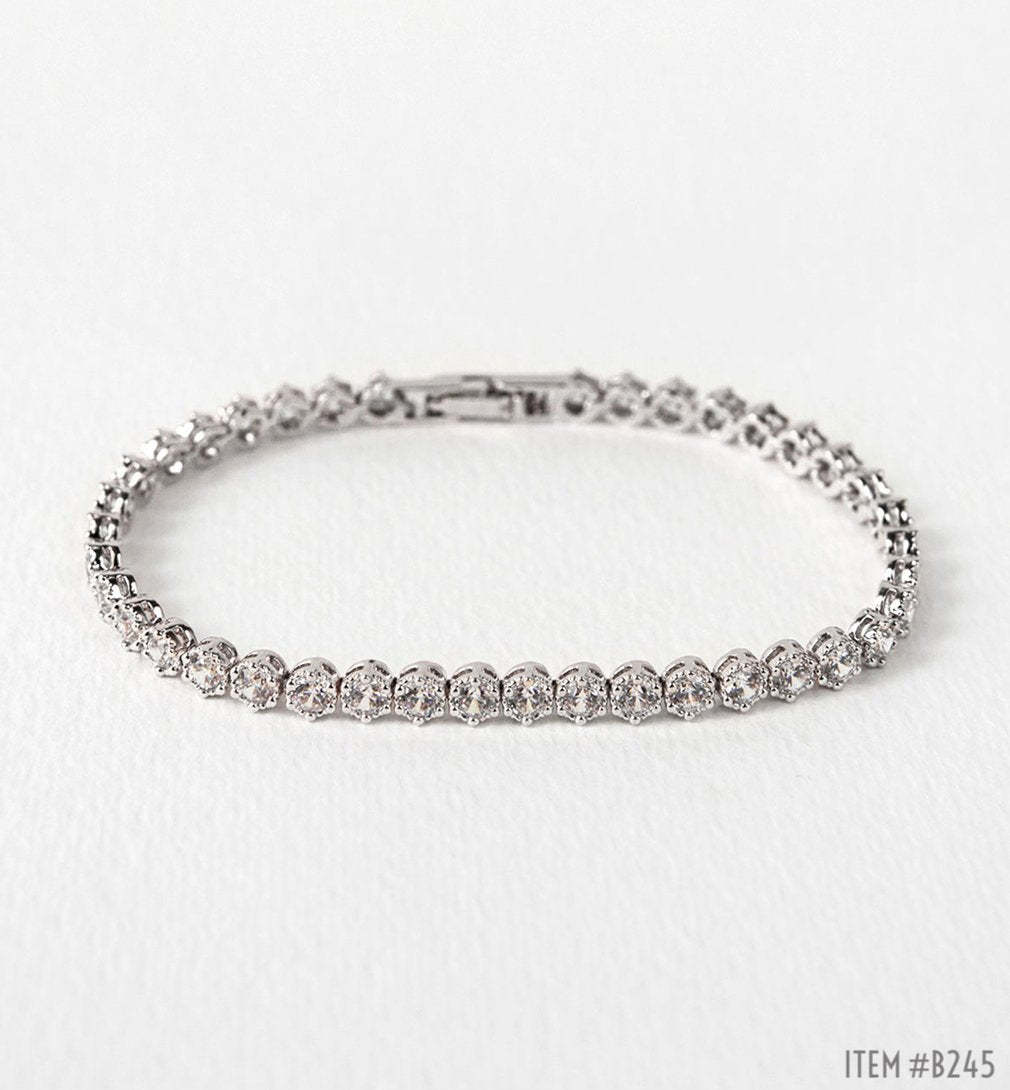Sophia Halo Moissanite & Regal Tennis 18K White Gold Bracelets | Mix Mix Style [Hot Seller]-Mix MIx Style