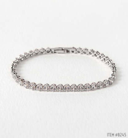Sophia Halo Moissanite & Regal Tennis 18K White Gold Bracelets | Mix Mix Style [Hot Seller]-Mix MIx Style
