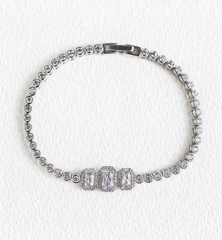 Emerald Stone Moissanite 18K White Gold Tennis Bracelet | Mix Mix Style [Hot Seller]-Mix MIx Style