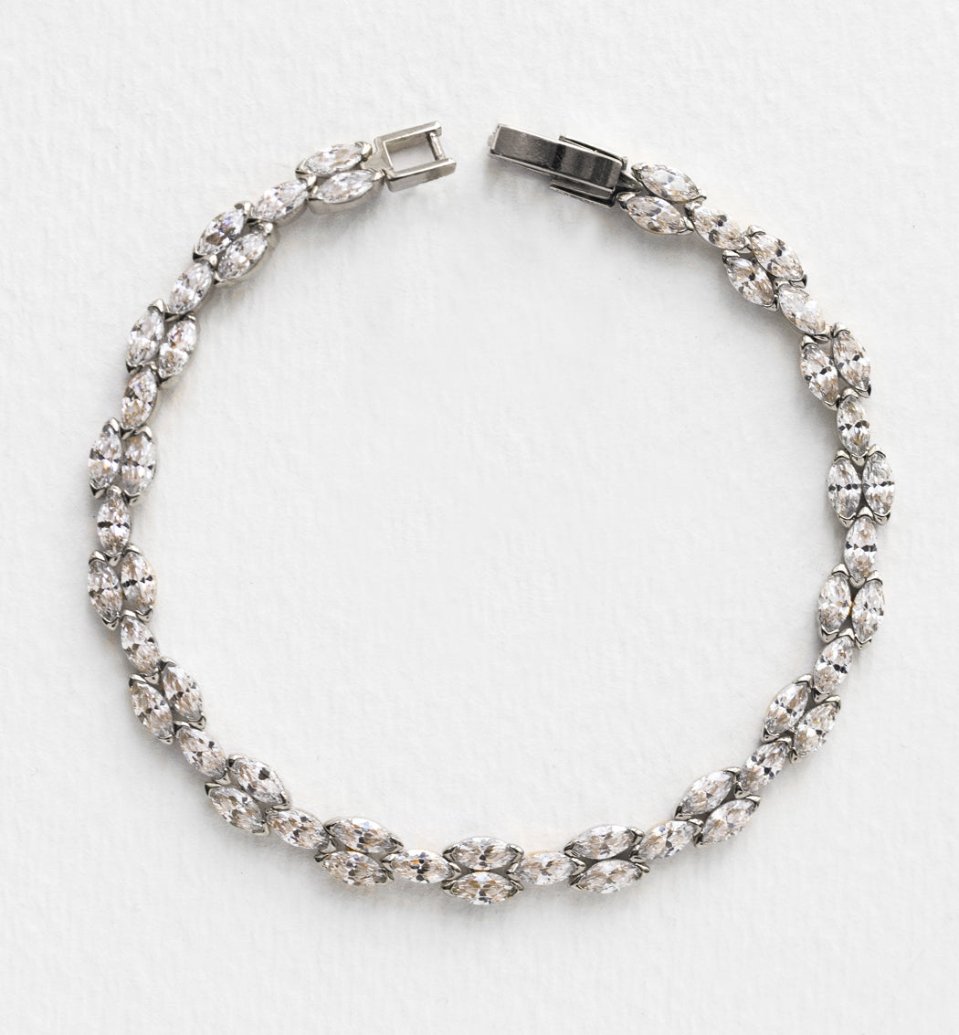 Marquise Deco Tennis 18K White Gold Bracelet | Mix Mix Style [Hot Seller]-Mix MIx Style