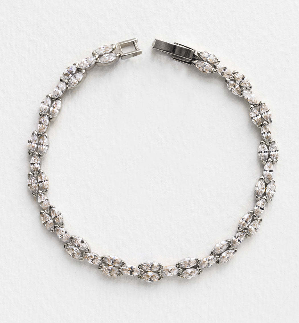Marquise Deco Tennis 18K White Gold Bracelet | Mix Mix Style [Hot Seller]-Mix MIx Style