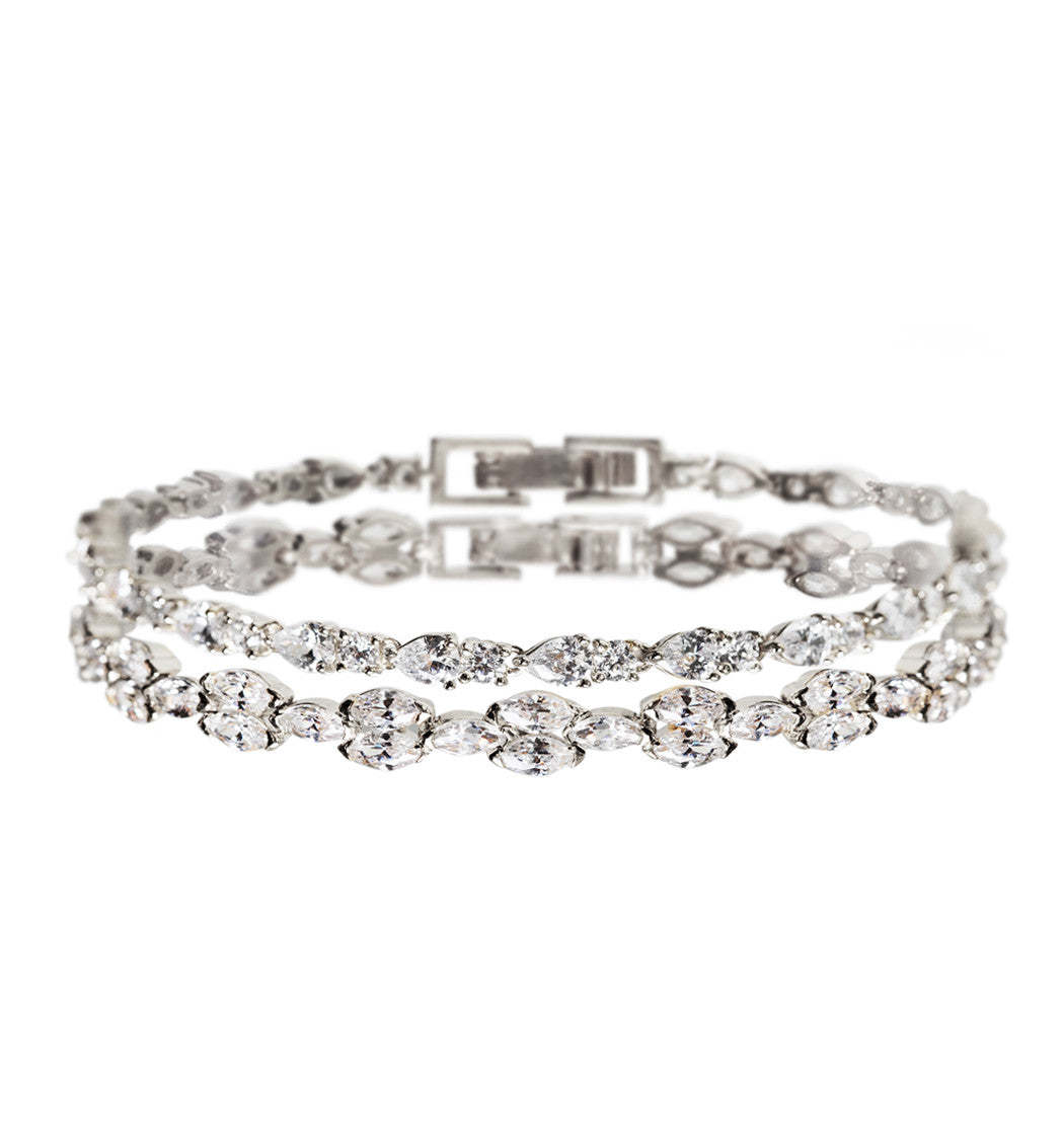 Marquise Deco & Mosaic Crystal Tennis 18K White Gold Bracelets | Mix Mix Style [Hot Seller]-Mix MIx Style