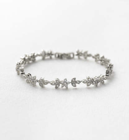 Floral Crystal 18K White Gold Bracelet | Mix Mix Style [Hot Seller]-Mix MIx Style