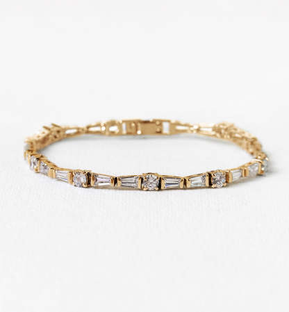 Deco Tapered Baguette & Regal Tennis 18K Gold Plated Bracelets | Mix Mix Style [Hot Seller]-Mix MIx Style