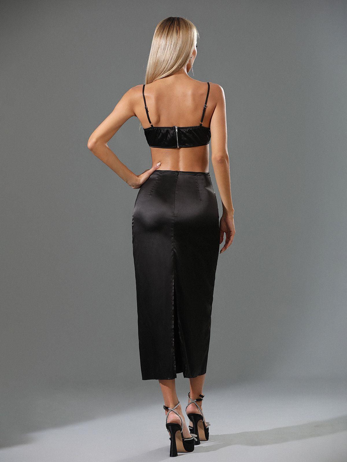 Black Rhinestone Butterfly Cutout Midi Dress | Mix Mix Style [Hot Seller]-Mix MIx Style