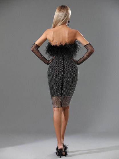 Black Mesh Rhinestone Bandage Mini Dress | Mix Mix Style [Hot Seller]-Mix MIx Style