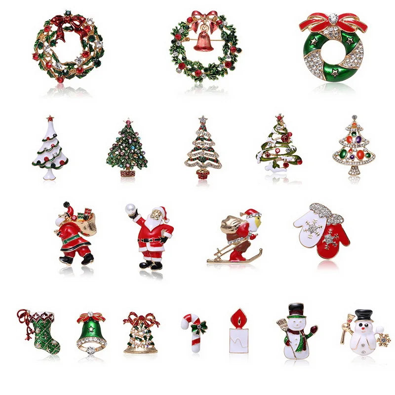 Original Christmas Diamonds Brooch Pin Gift Santa Tree Socks Snowman Gloves Garland | Mix Mix Style [Hot Seller]-Mix MIx Style