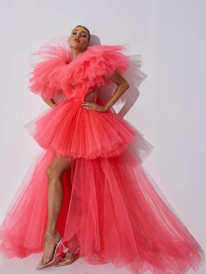 Bibi Plunge Cutout Tulle Dress-Mix MIx Style