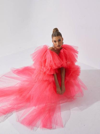 Bibi Plunge Cutout Tulle Dress-Mix MIx Style