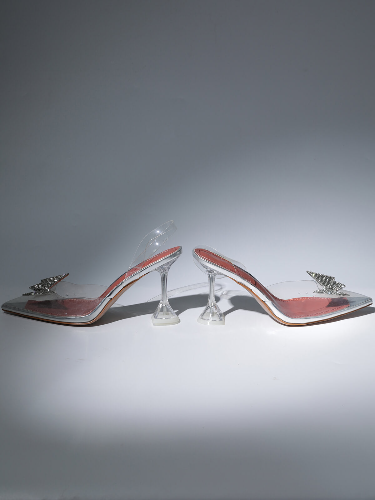 Bracken Butterfly Crystal Heels In Silver-Mix MIx Style