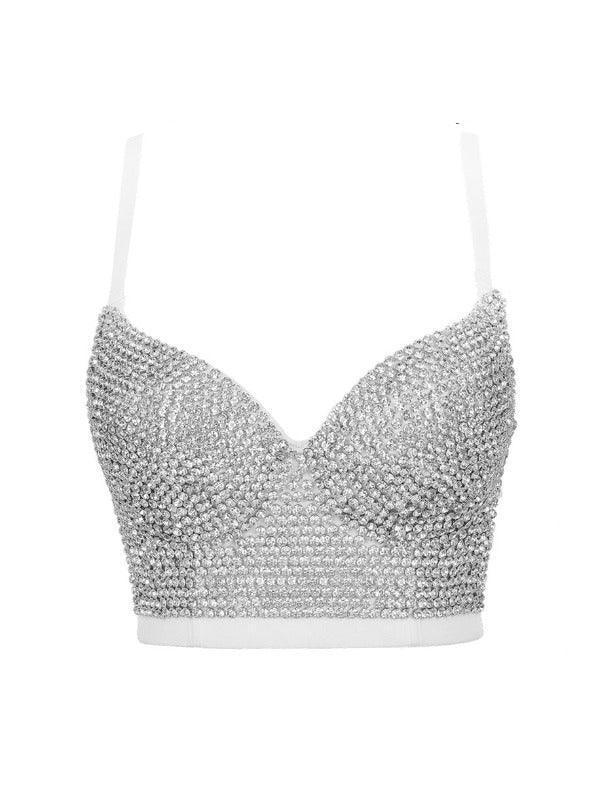 Brianna Crystal Bustier Top In White-Mix MIx Style