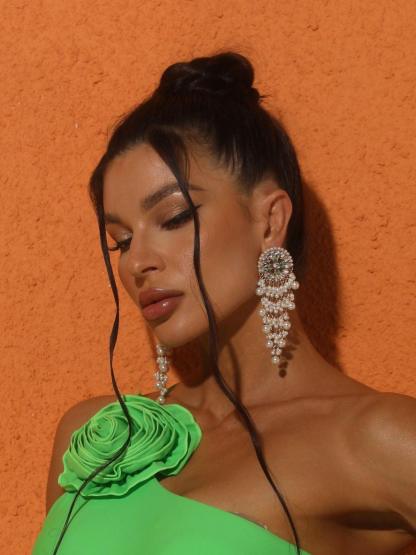 Colorful Retro Pearl Fringe Tassel Moissanite Drop Earrings | Mix Mix Style-Mix MIx Style
