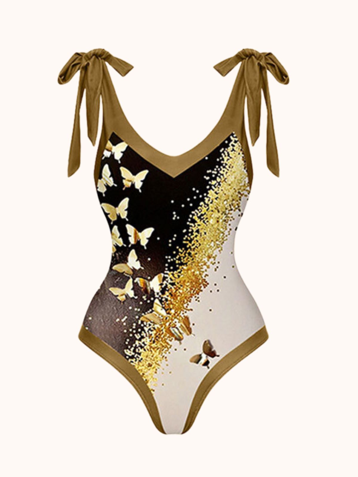 Bows Swimwear Two Piece Set In Khaki | Mix Mix Style-Mix MIx Style