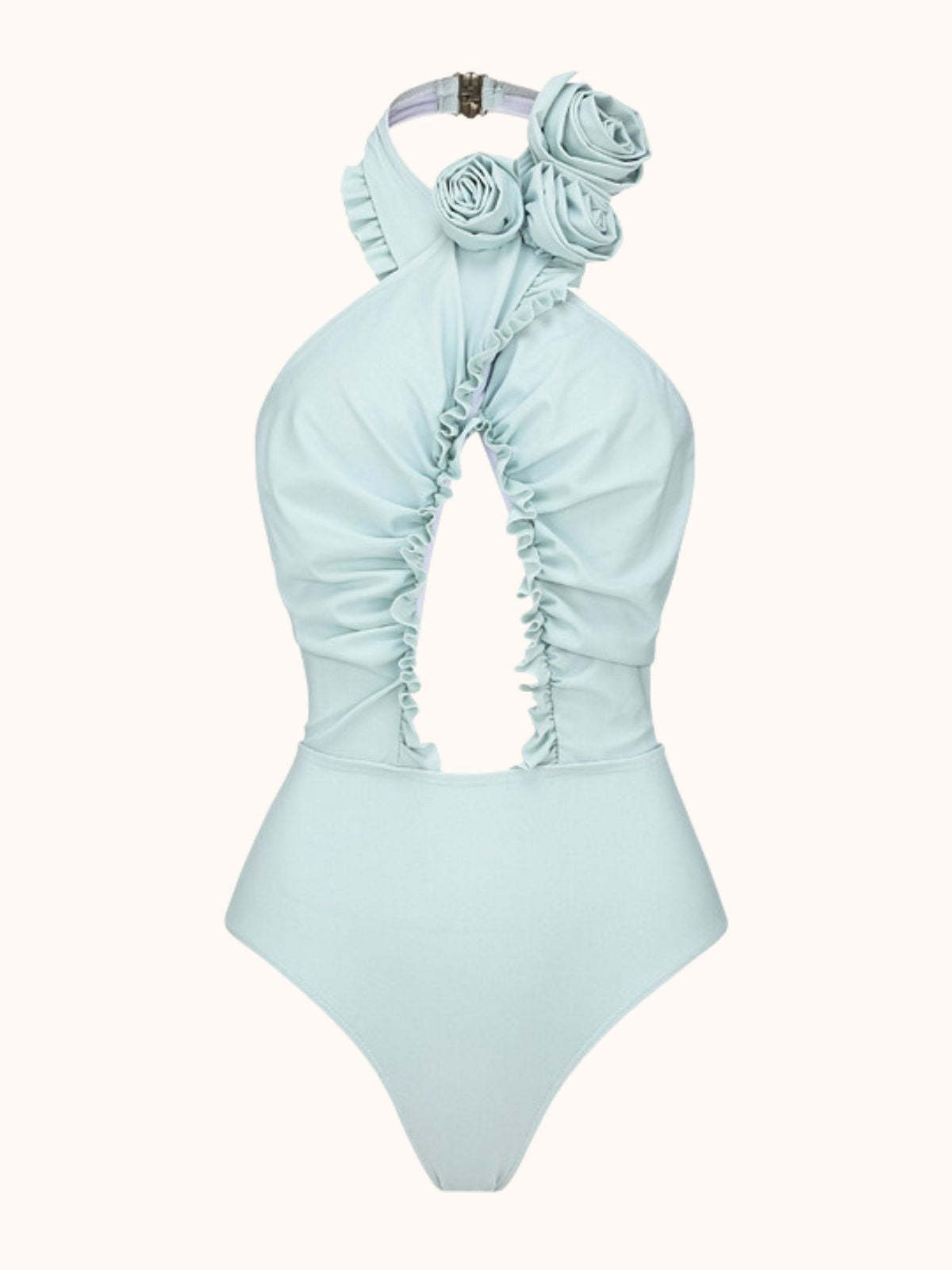 Halterneck Swimwear Two Piece Set In Blue | Mix Mix Style-Mix MIx Style