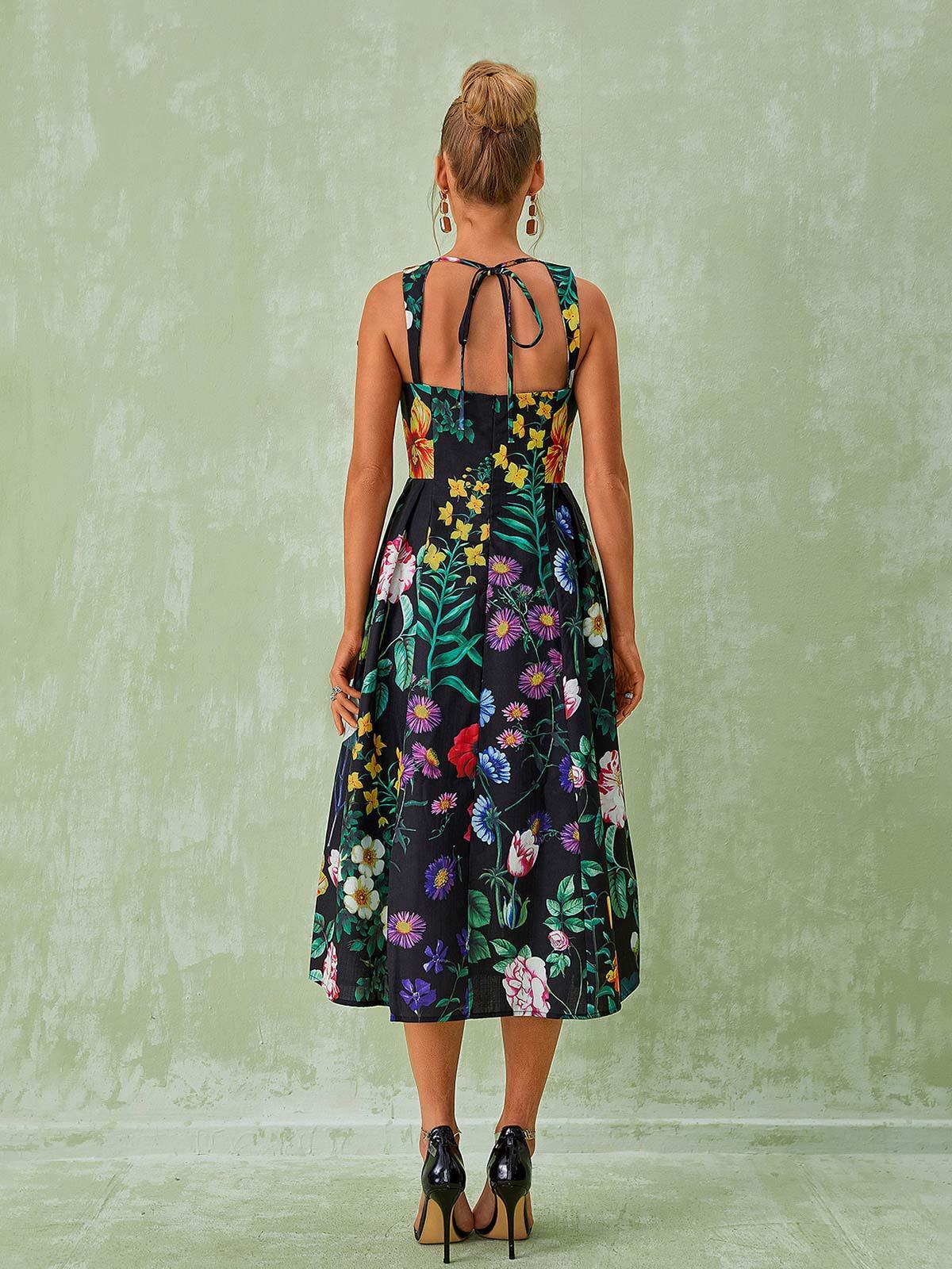 Capucine Floral Printed Midi Dress-Mix MIx Style