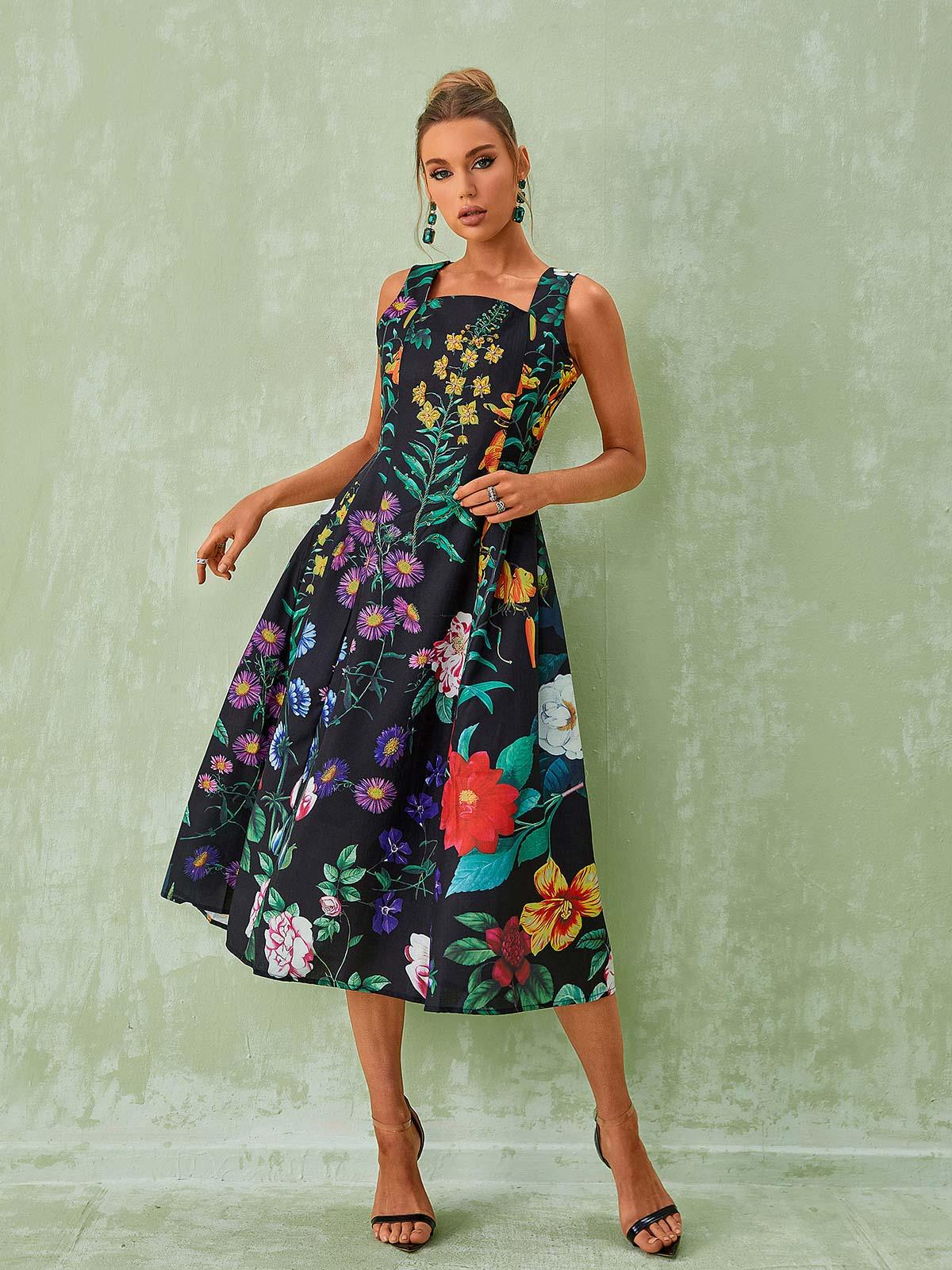 Capucine Floral Printed Midi Dress-Mix MIx Style