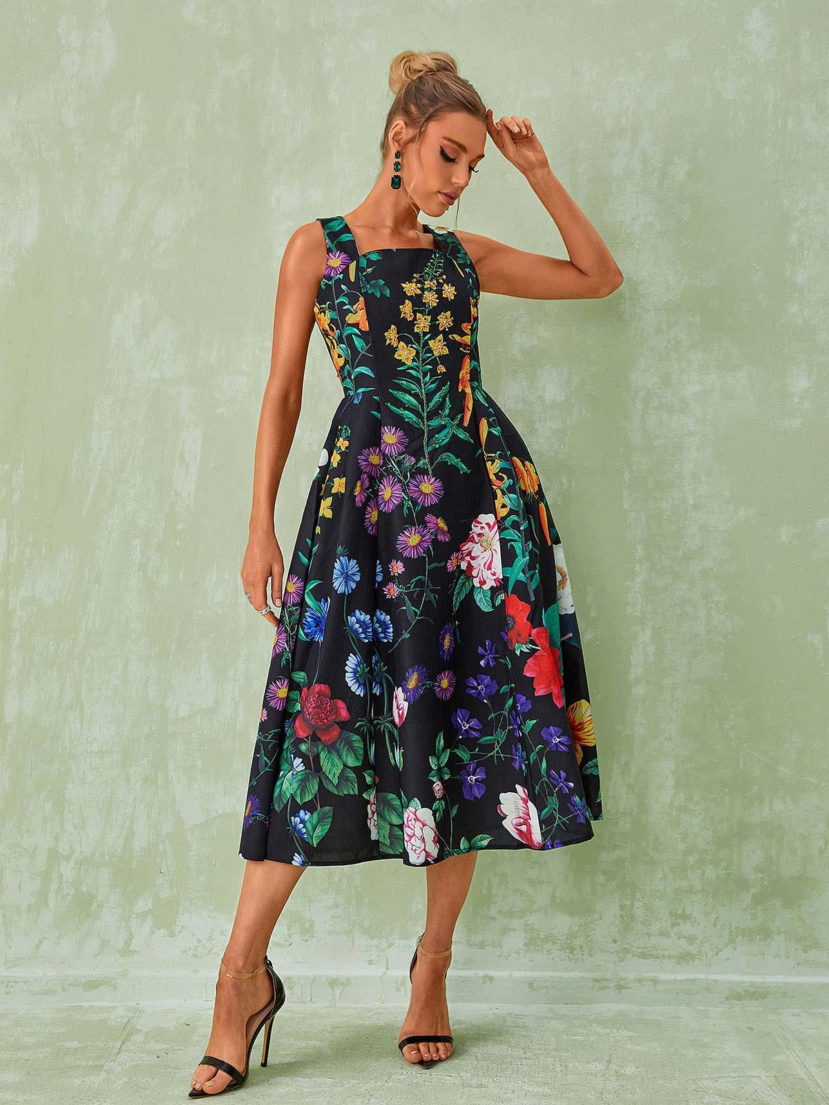 Capucine Floral Printed Midi Dress-Mix MIx Style