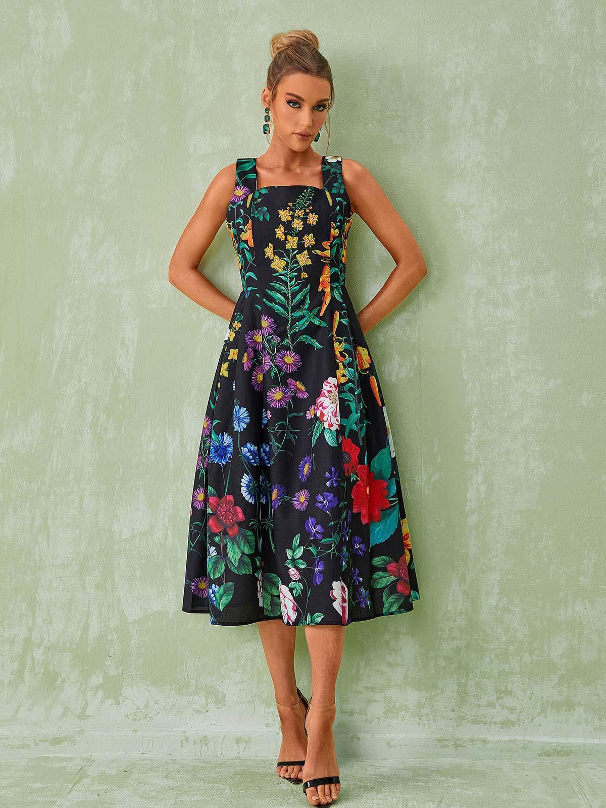 Capucine Floral Printed Midi Dress-Mix MIx Style