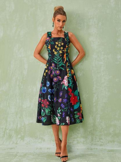 Capucine Floral Printed Midi Dress-Mix MIx Style