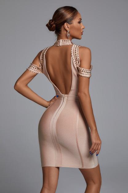 Pink Shoulder Cutout Bandage Mini Dress | Mix Mix Style [Hot Seller]-Mix MIx Style