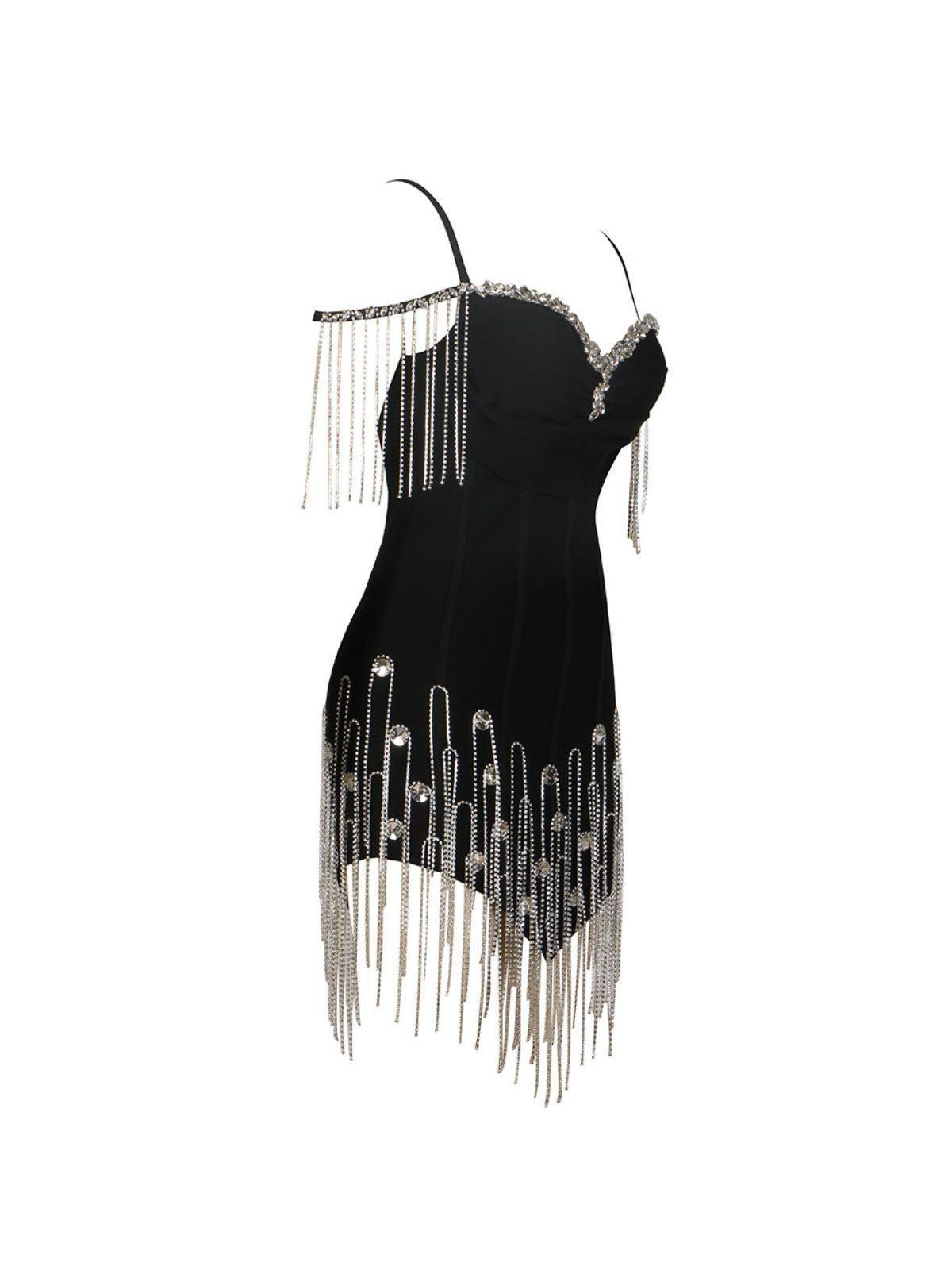 Catriona Embellished Fringe Bandage Dress-Mix MIx Style
