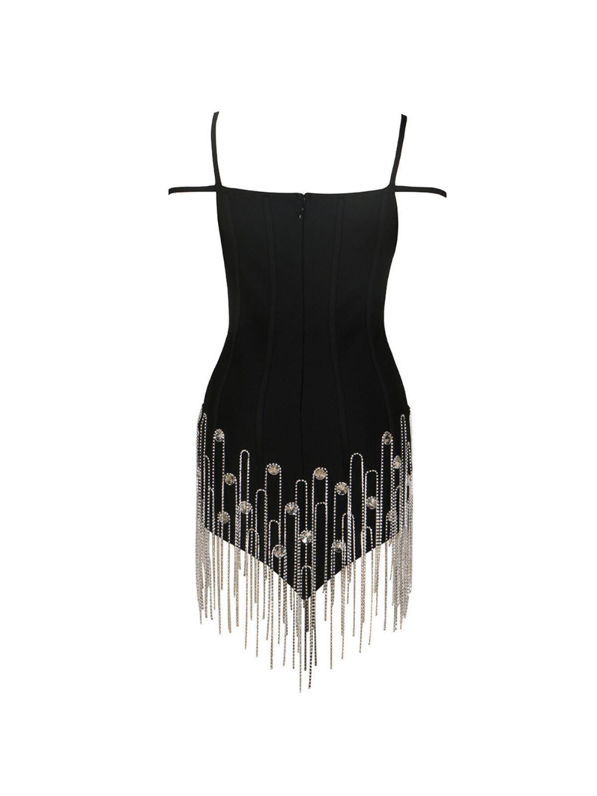 Catriona Embellished Fringe Bandage Dress-Mix MIx Style