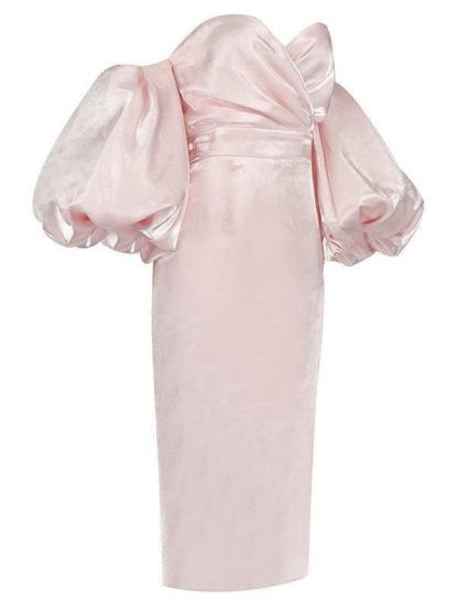Celeste Puff Sleeve Midi Dress In Blush-Mix MIx Style