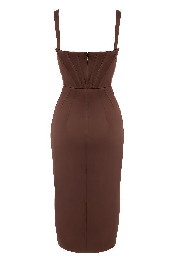 Cereda Chocolate Satin Mini Dress-Mix MIx Style