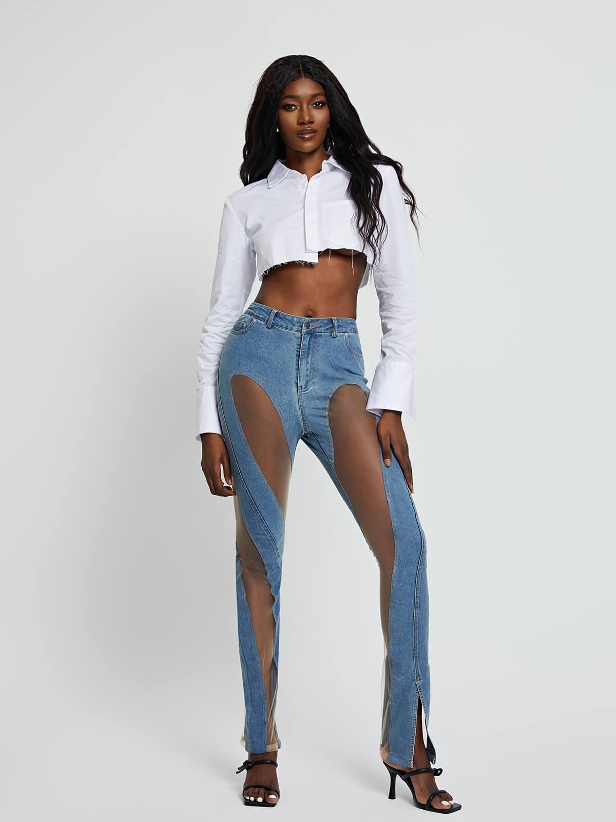 Zella Shirt Crop Top In White-Mix MIx Style