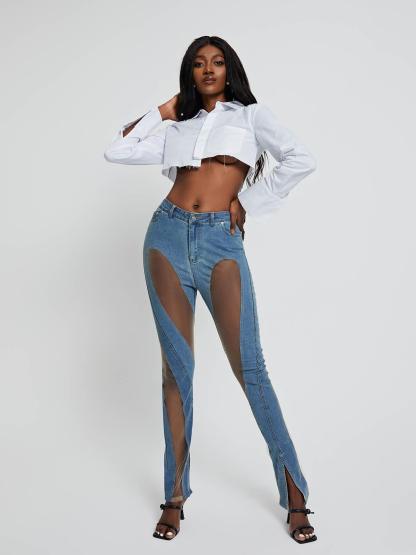 Zella Shirt Crop Top In White-Mix MIx Style