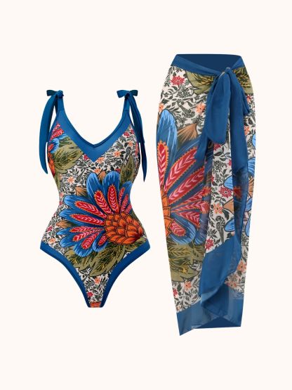 Pineapple Printed Swimwear Two Piece Set in Blue | Mix Mix Style-Mix MIx Style