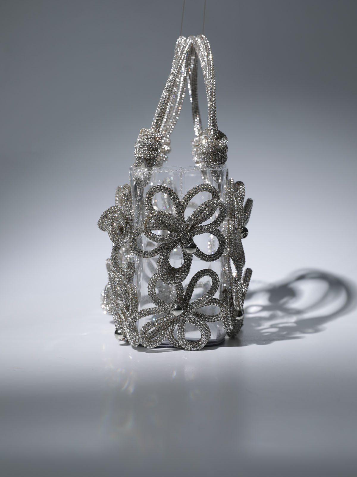 Chrysanthemum Crystal Flower Bag In Silver | Mix Mix Style [Hot Seller]-Mix MIx Style