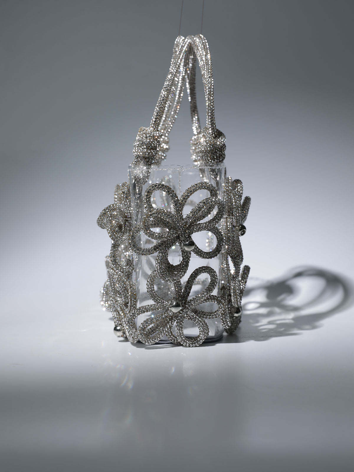 Chrysanthemum Crystal Flower Bag In Silver | Mix Mix Style [Hot Seller]-Mix MIx Style