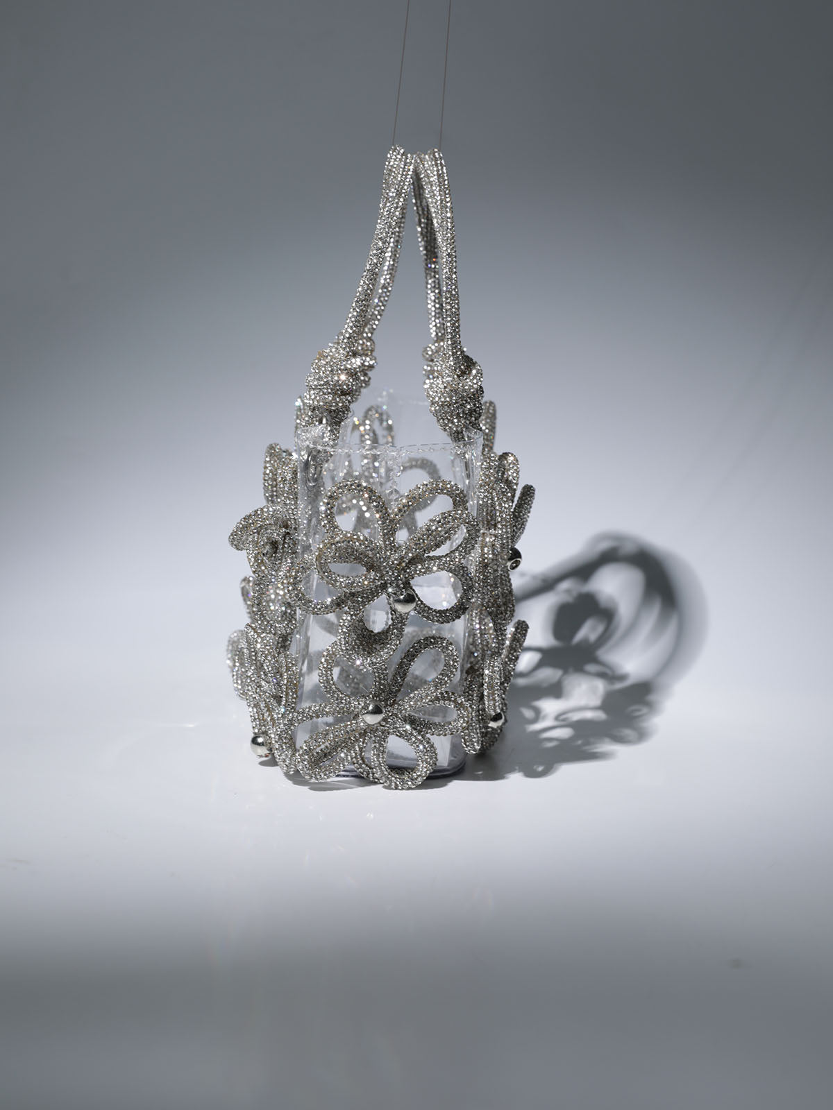 Chrysanthemum Crystal Flower Bag In Silver | Mix Mix Style [Hot Seller]-Mix MIx Style