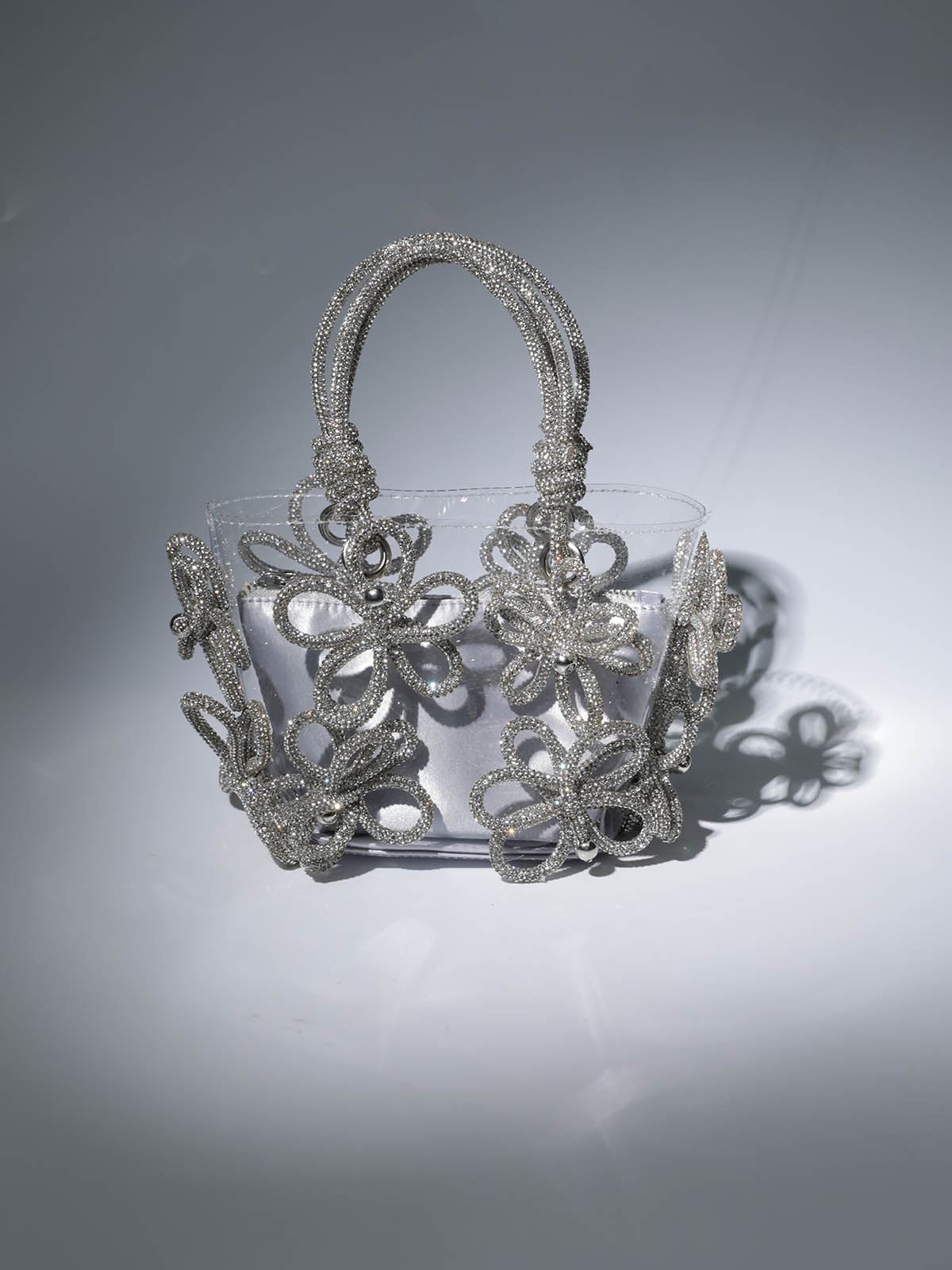 Chrysanthemum Crystal Flower Bag In Silver | Mix Mix Style [Hot Seller]-Mix MIx Style