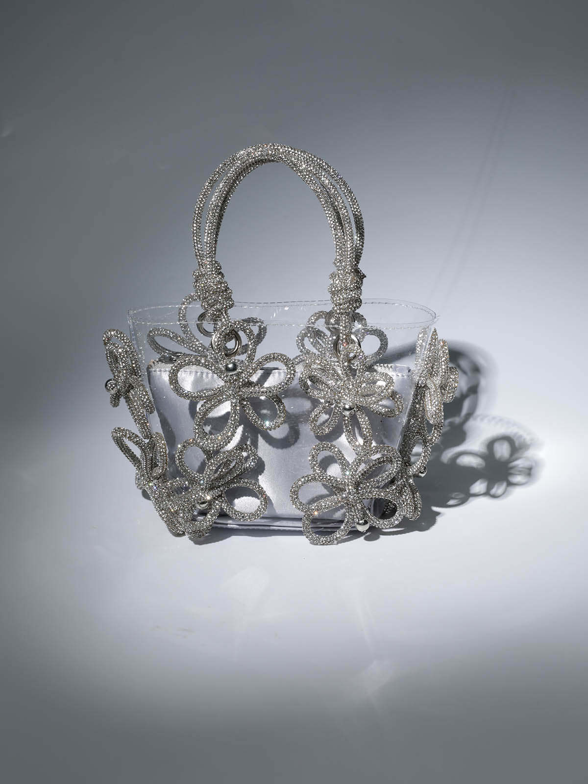 Chrysanthemum Crystal Flower Bag In Silver | Mix Mix Style [Hot Seller]-Mix MIx Style