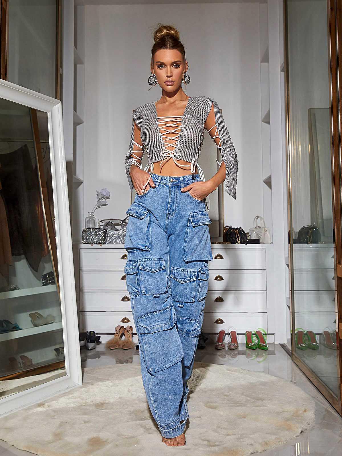 Giulia Denim Pants In Blue-Mix MIx Style