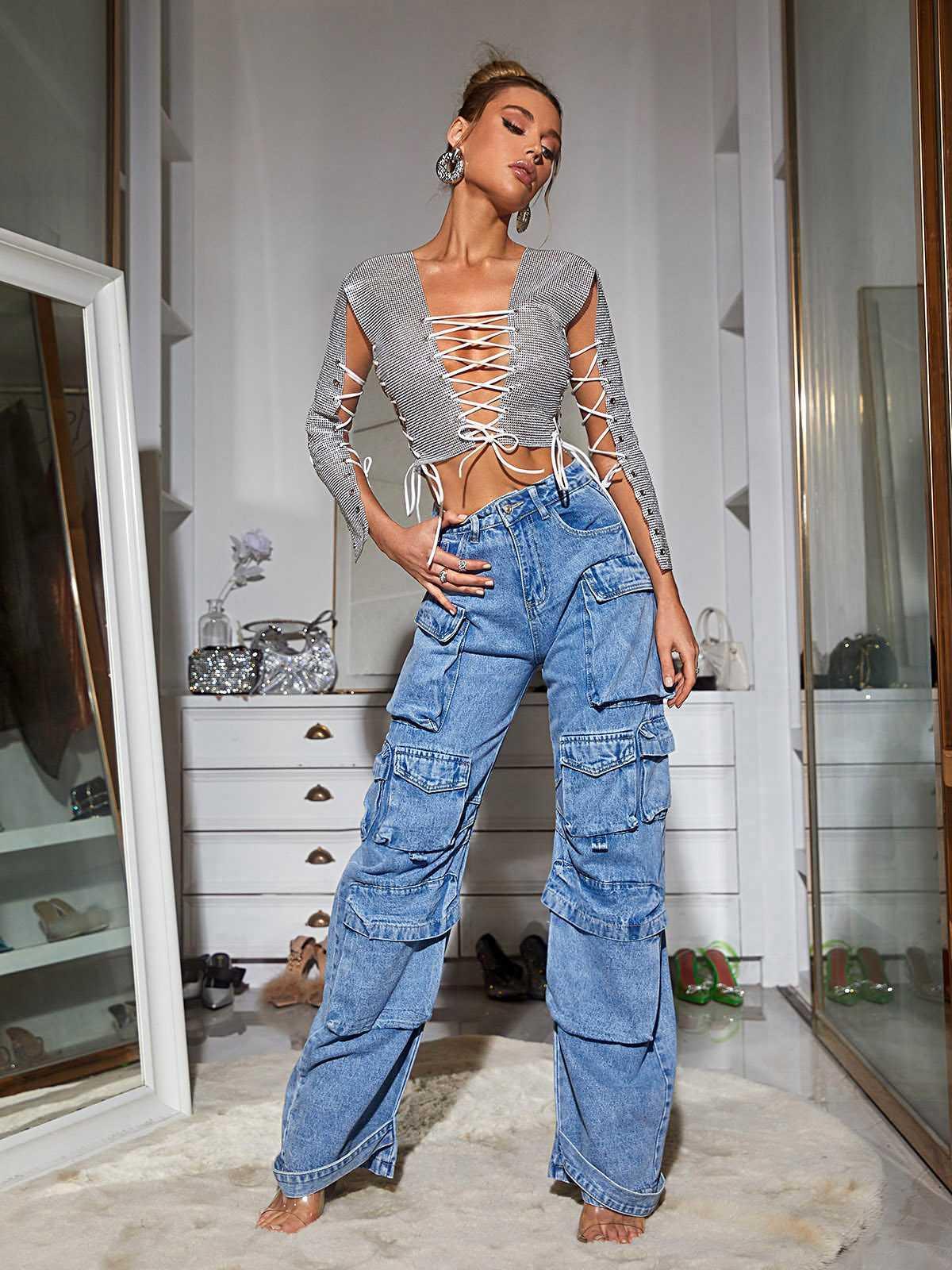 Giulia Denim Pants In Blue-Mix MIx Style