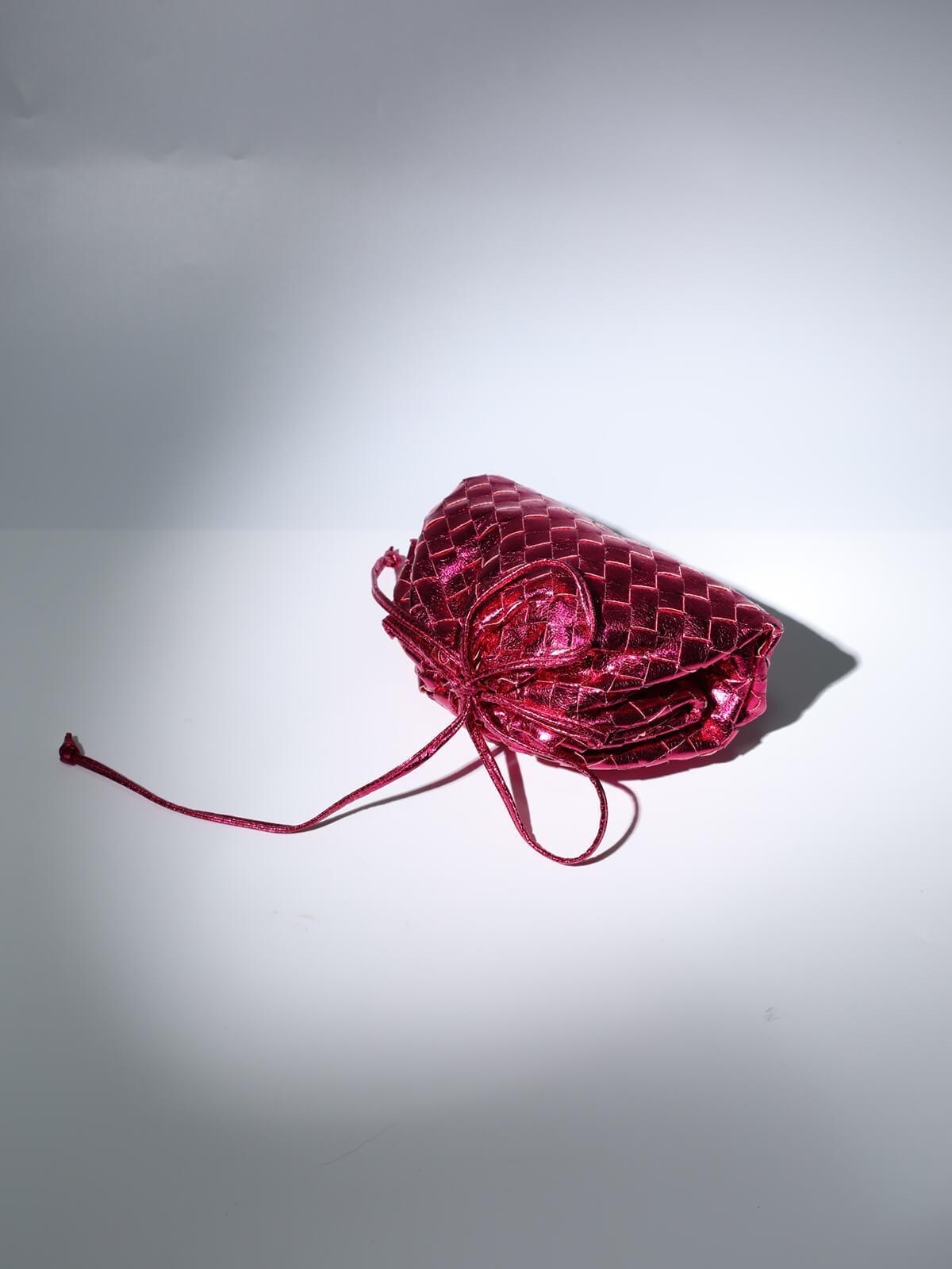 Cindy Woven Drawstring Clutch In Hot Pink Clutches & Evening Bags | Mix Mix Style [Hot Seller]-Mix MIx Style