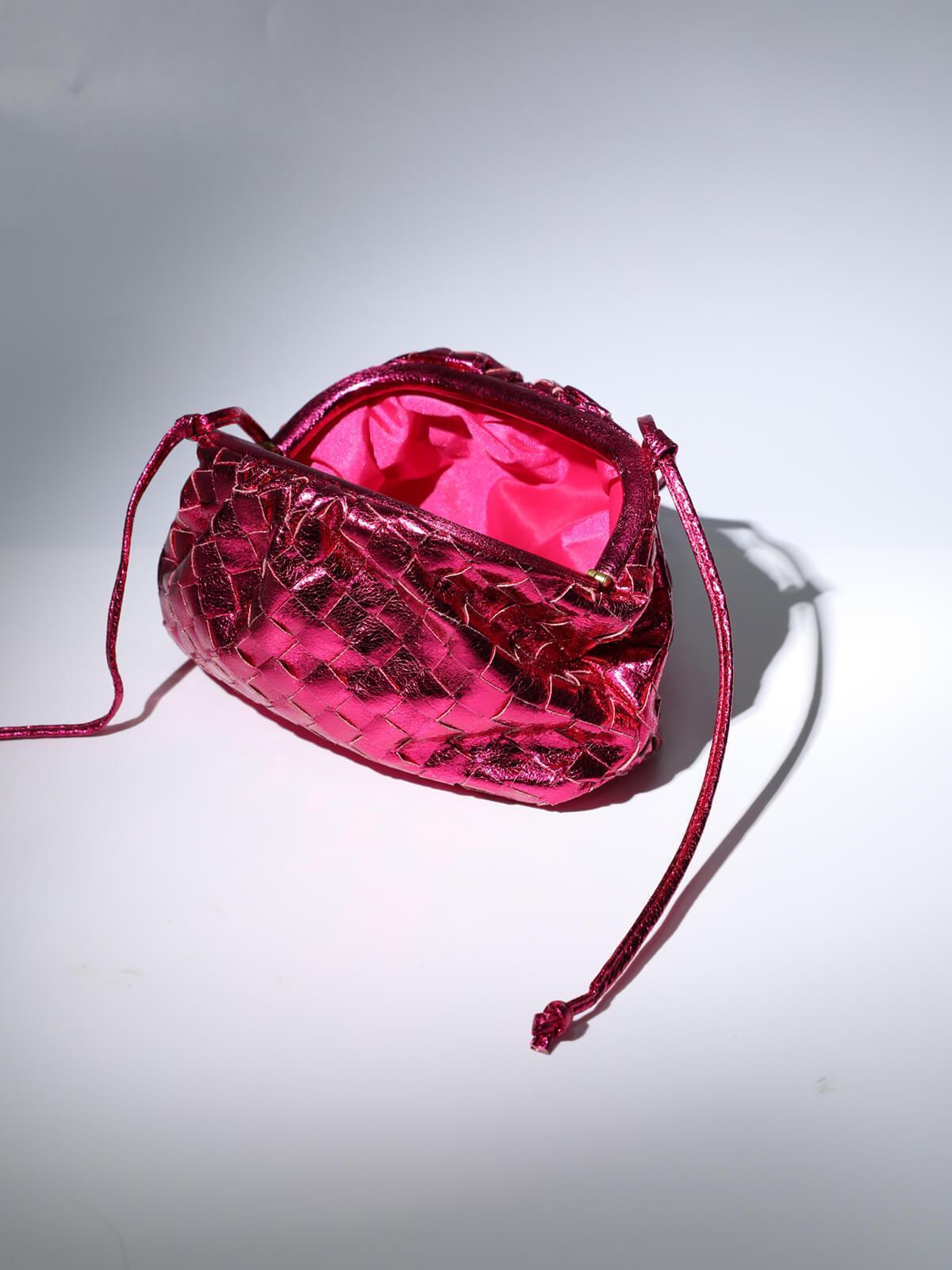 Cindy Woven Drawstring Clutch In Hot Pink Clutches & Evening Bags | Mix Mix Style [Hot Seller]-Mix MIx Style