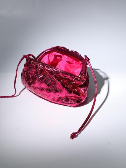Cindy Woven Drawstring Clutch In Hot Pink Clutches & Evening Bags | Mix Mix Style [Hot Seller]-Mix MIx Style