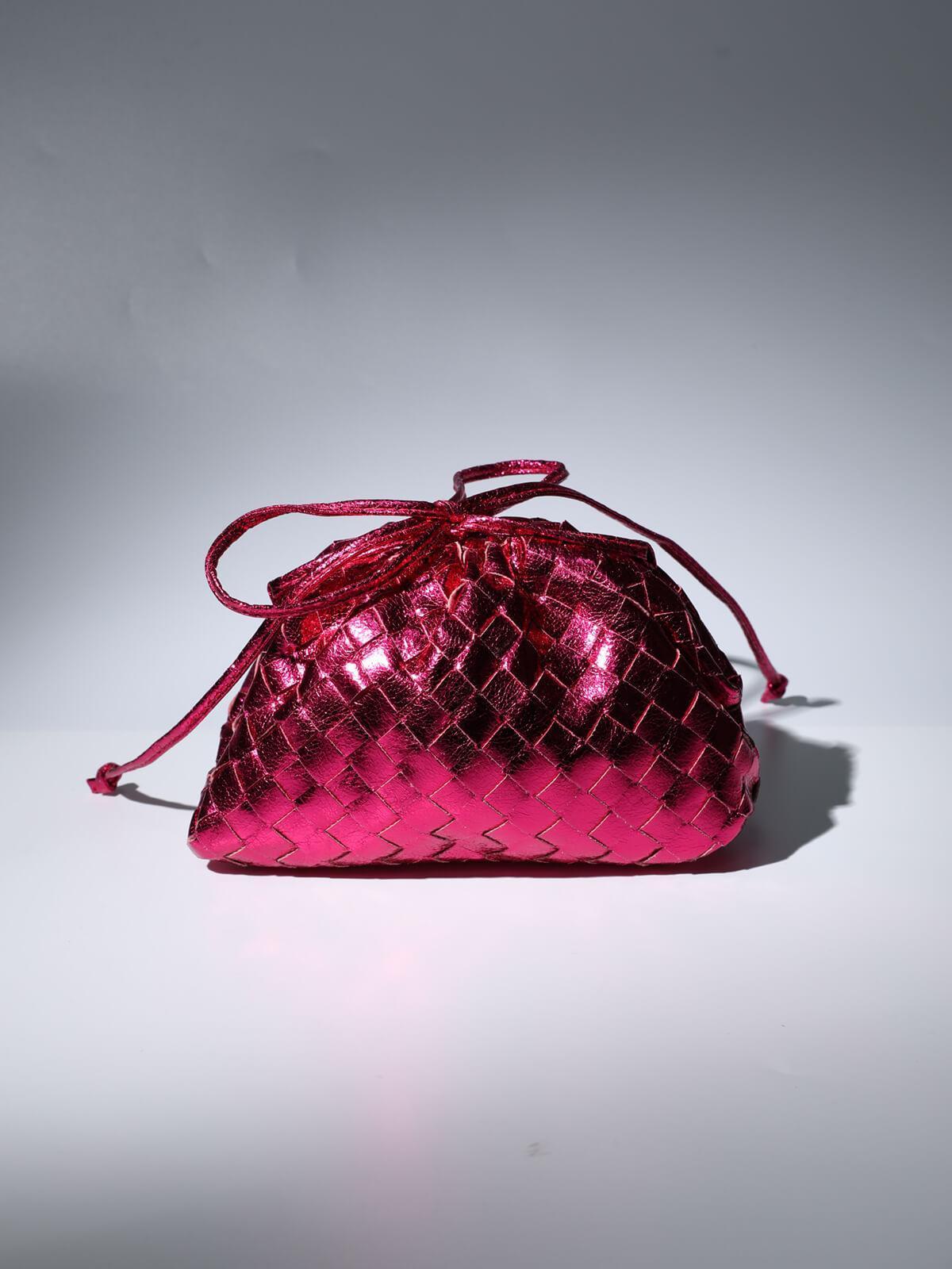 Cindy Woven Drawstring Clutch In Hot Pink Clutches & Evening Bags | Mix Mix Style [Hot Seller]-Mix MIx Style