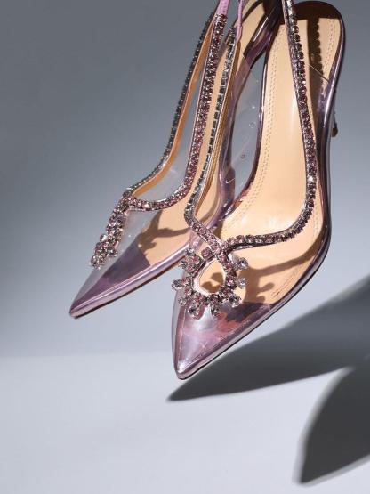Clio Crystal Cutout Embellished Pumps In Pink-Mix MIx Style