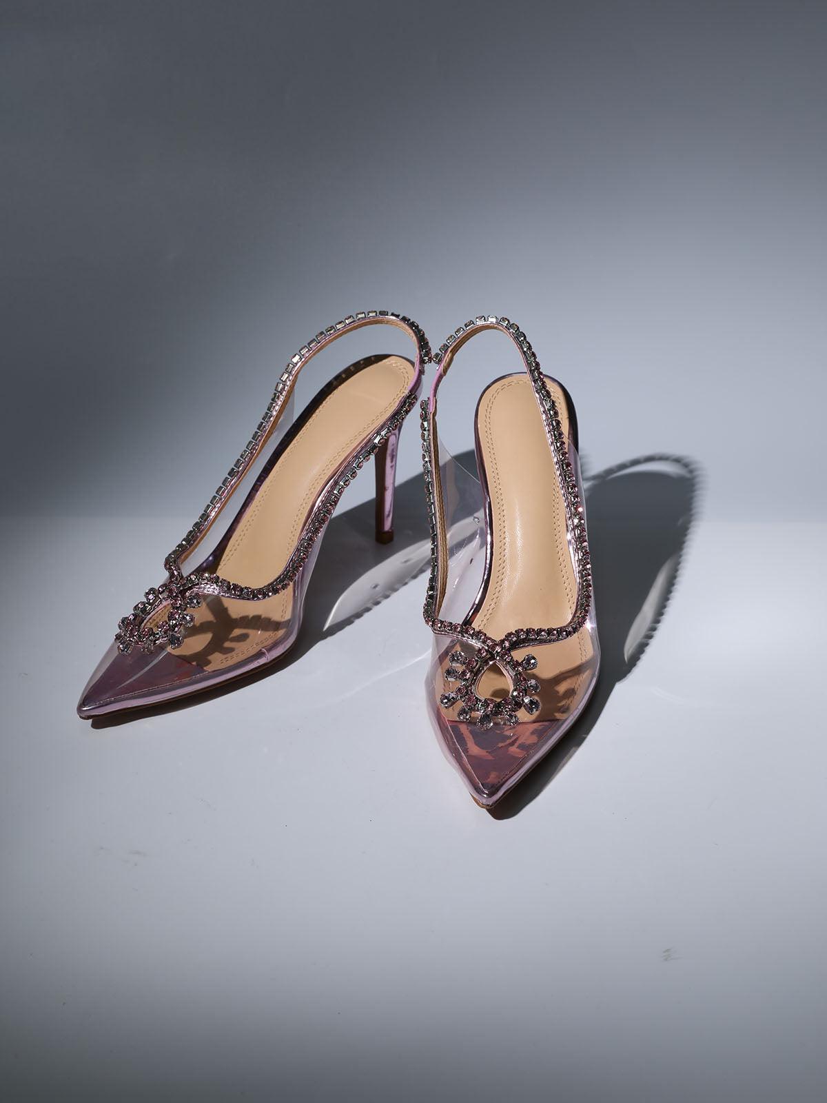 Clio Crystal Cutout Embellished Pumps In Pink-Mix MIx Style