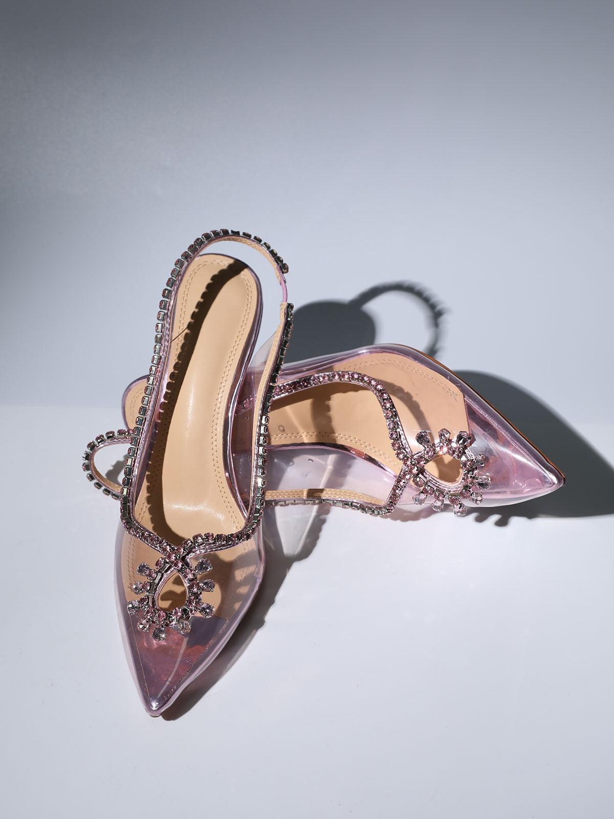 Clio Crystal Cutout Embellished Pumps In Pink-Mix MIx Style