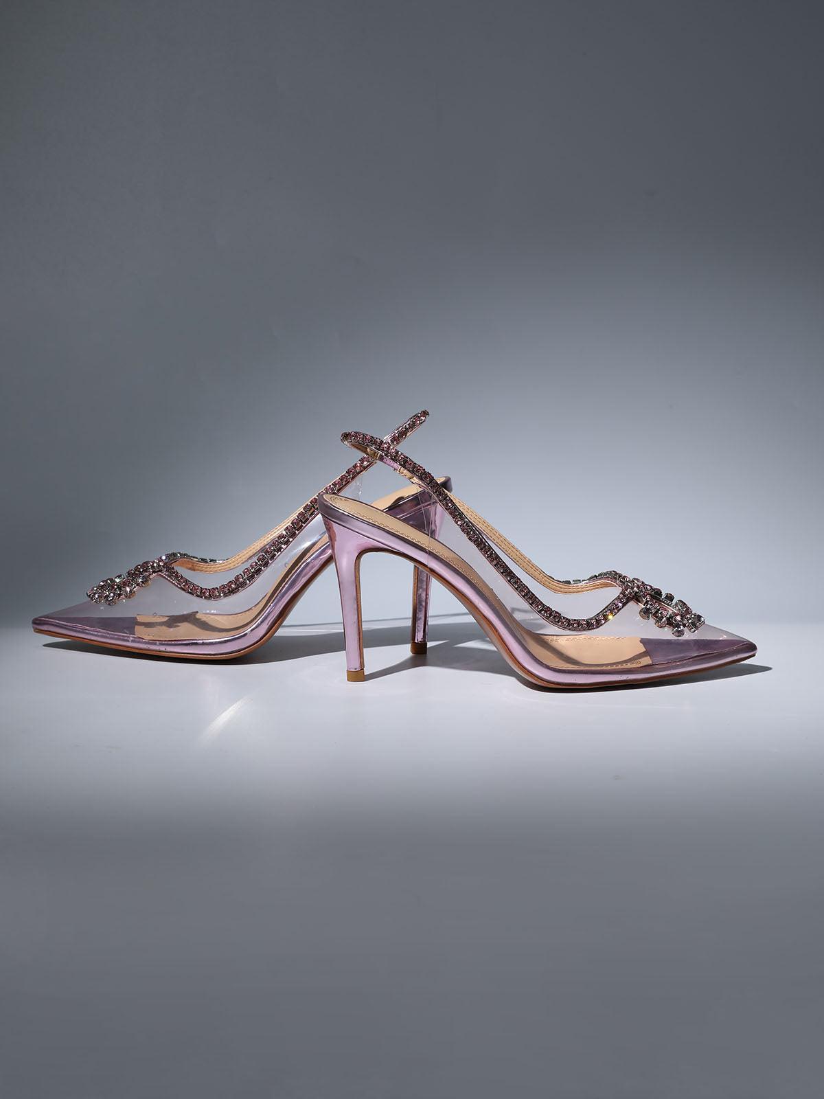 Clio Crystal Cutout Embellished Pumps In Pink-Mix MIx Style