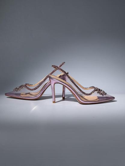 Clio Crystal Cutout Embellished Pumps In Pink-Mix MIx Style