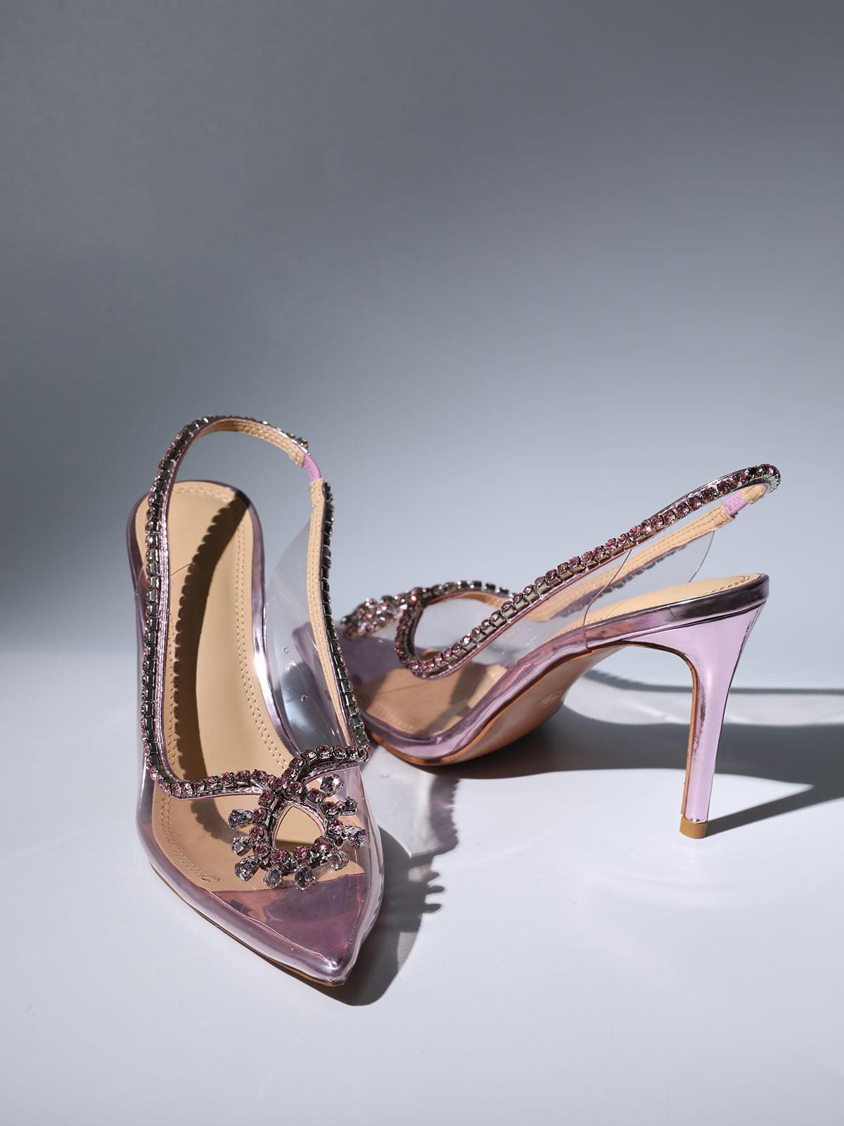 Clio Crystal Cutout Embellished Pumps In Pink-Mix MIx Style